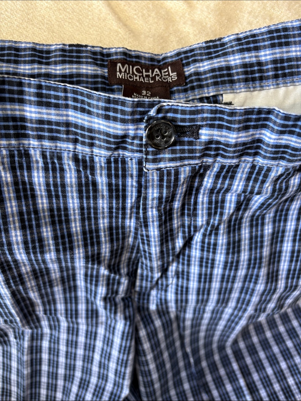 MICHAEL Michael Kors Blue and White Plaid Shorts